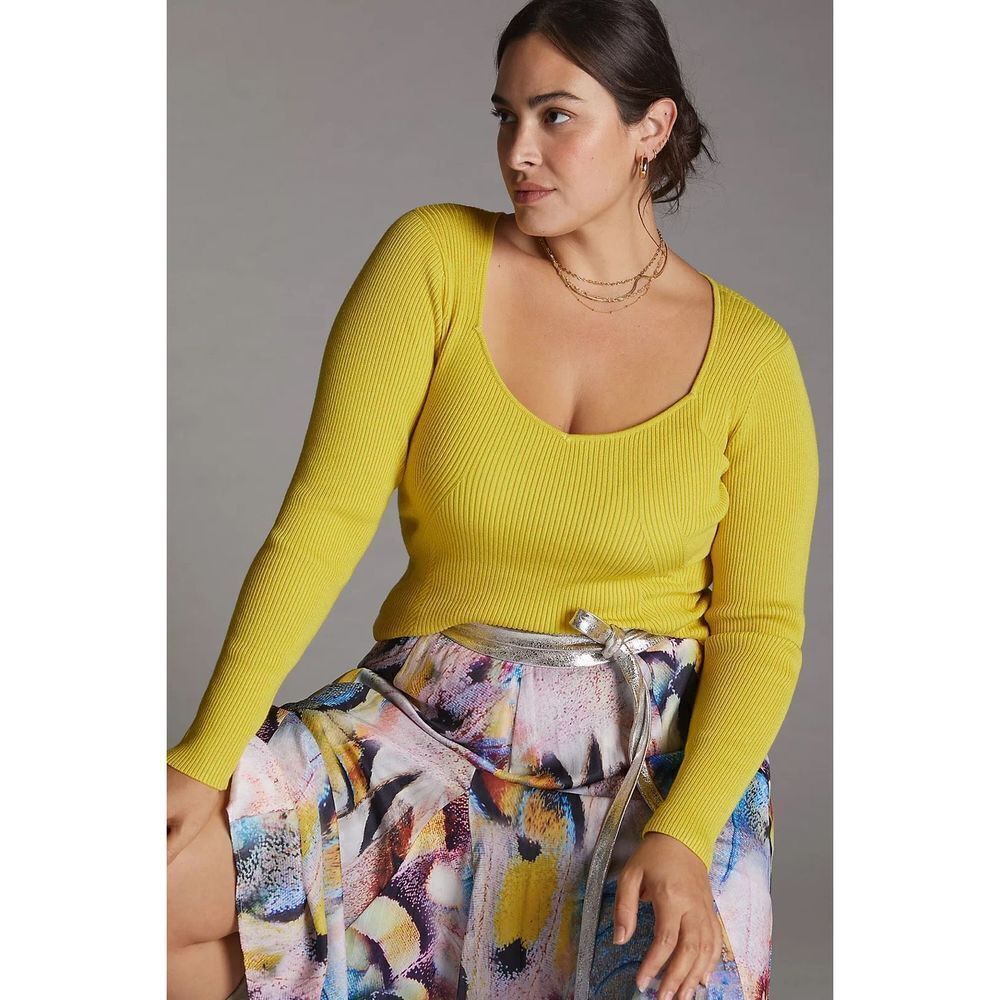 ✨Anthropologie Sweetheart Yellow Sz XL Sweaters✨